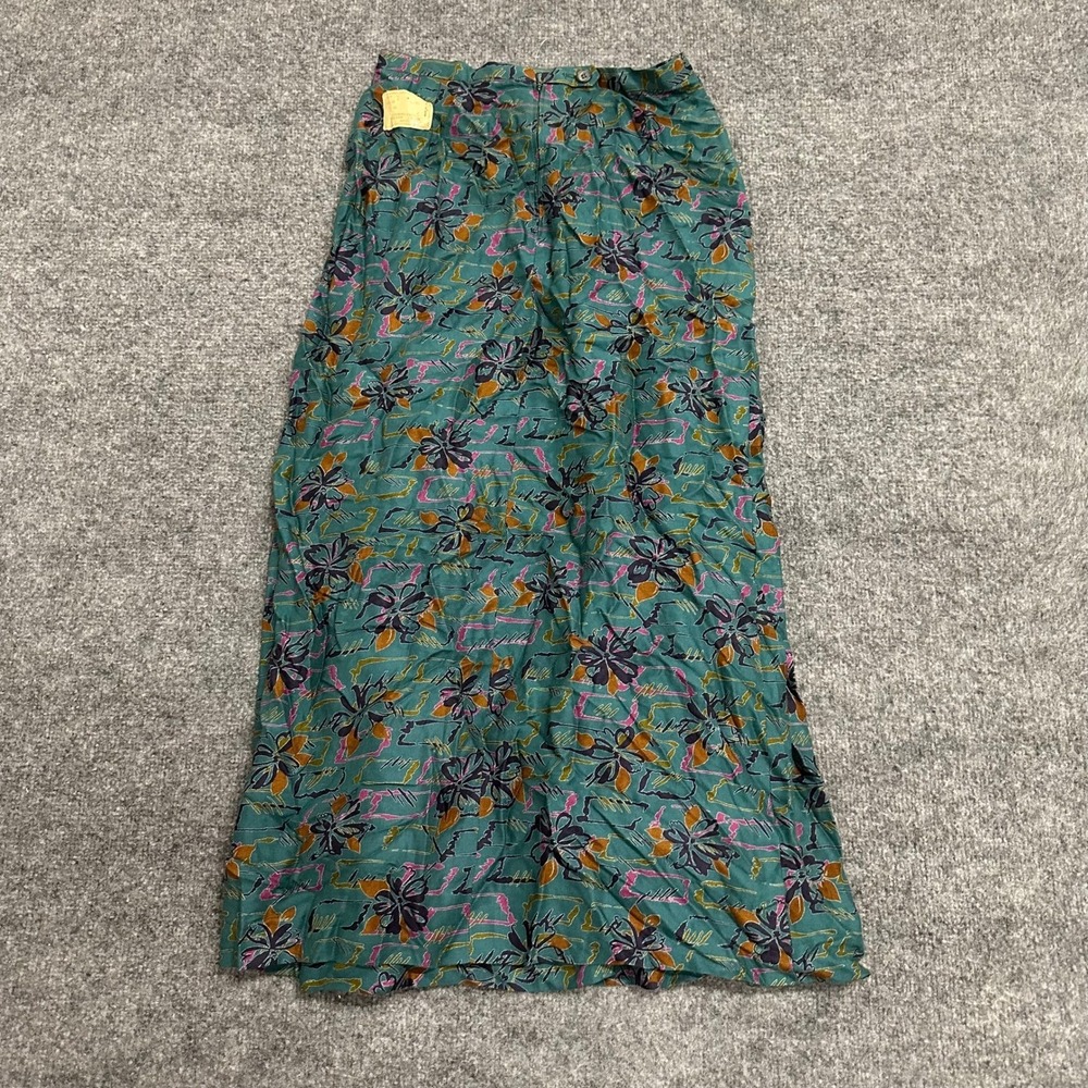 Cricketeer Woman Skirt Womens Size 8 Teal Floral Wool Blend Pleated Maxi USA